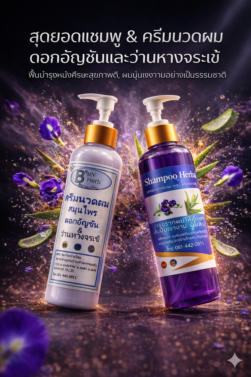 เซ็ทคู่แชมพูกับครีมนวดดอกอัญชันและว่านหางจระเข้ - Image 4